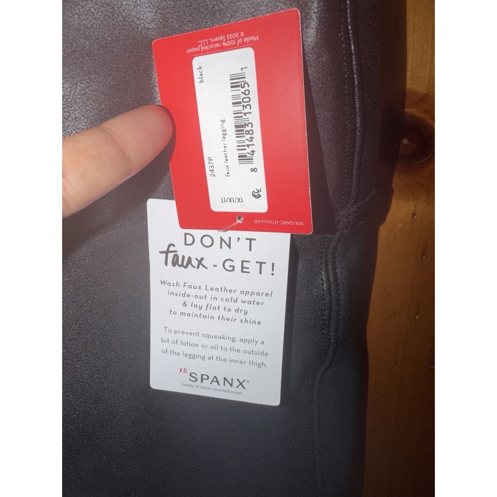 SPANX Women's 1X Faux Leather Leggings Pants Skinny 2437P Tight Casual Black NEW - Picture 4 of 15